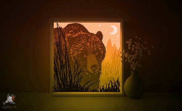Download Bear Papercut Lightbox SVG Template - Premium Bundle