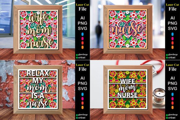 Download Nurse Mom Shadow Box Bundle 3d SVG - Mom shadow box Collection