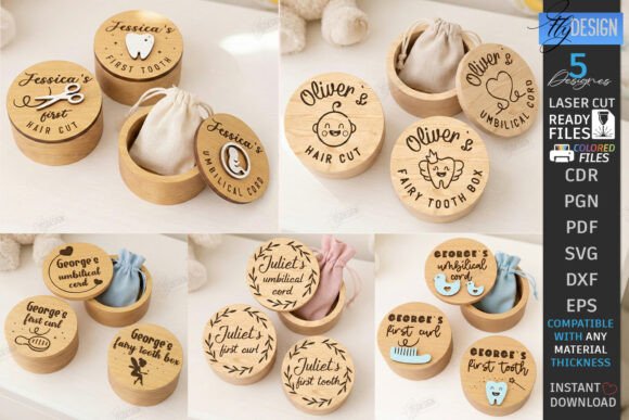 Download Baby Keepsake Memory Boxes Laser Cut Set - Keepsake Collection