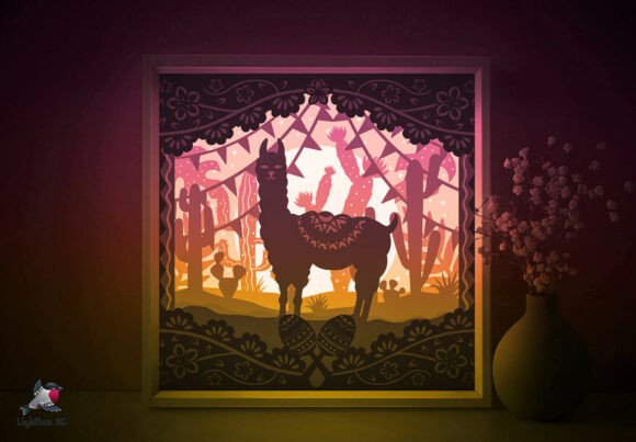 Download Mexican Llama Papercut Lightbox Template - Premium Bundle