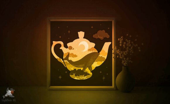 Download Flying Whale Papercut Lightbox Template - Premium Resources